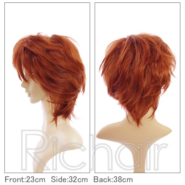 画像2: コスプレミディアムレイヤーウィッグ【レンガブラウン】 (2)