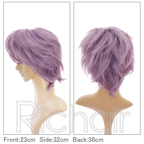 画像2: コスプレミディアムレイヤーウィッグ【メヌエットパープル】 (2)