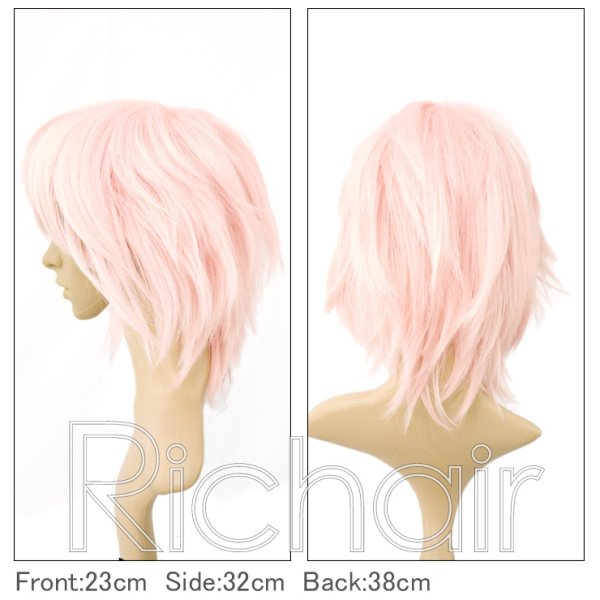 画像2: コスプレミディアムレイヤーウィッグ【ライトピンク】 (2)