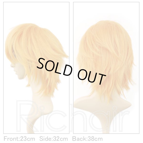 画像2: コスプレミディアムレイヤーウィッグ【オレンジ】 (2)